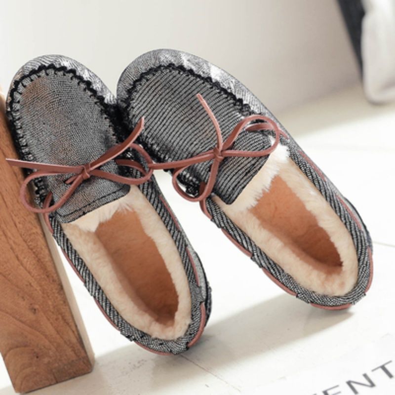 Women's With Fleece Lining Cotton Large Size Pregnant Fluffy Flat Bottom Loafers