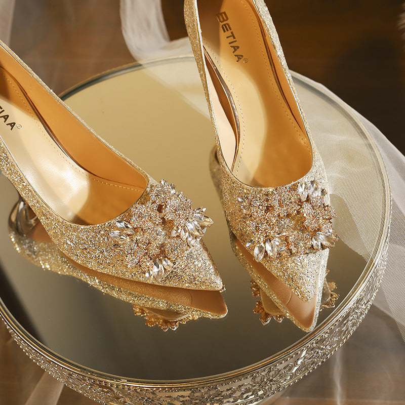 Wedding Stiletto Pointed Toe Bridal High Not Heels