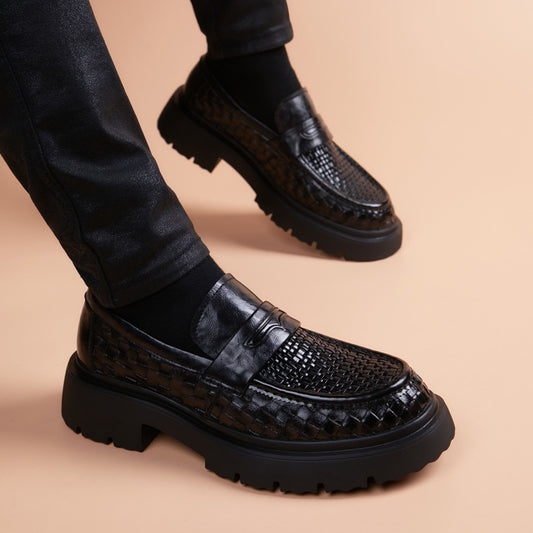 Men's Summer Woven Breathable Male Youth British Slip-on Peas Support Casual Shoes