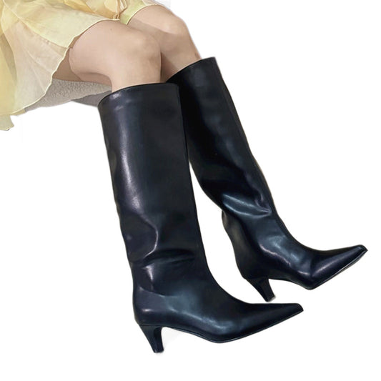 Women's Pointed Toe Tall Knight Below The Women's Leather Boots