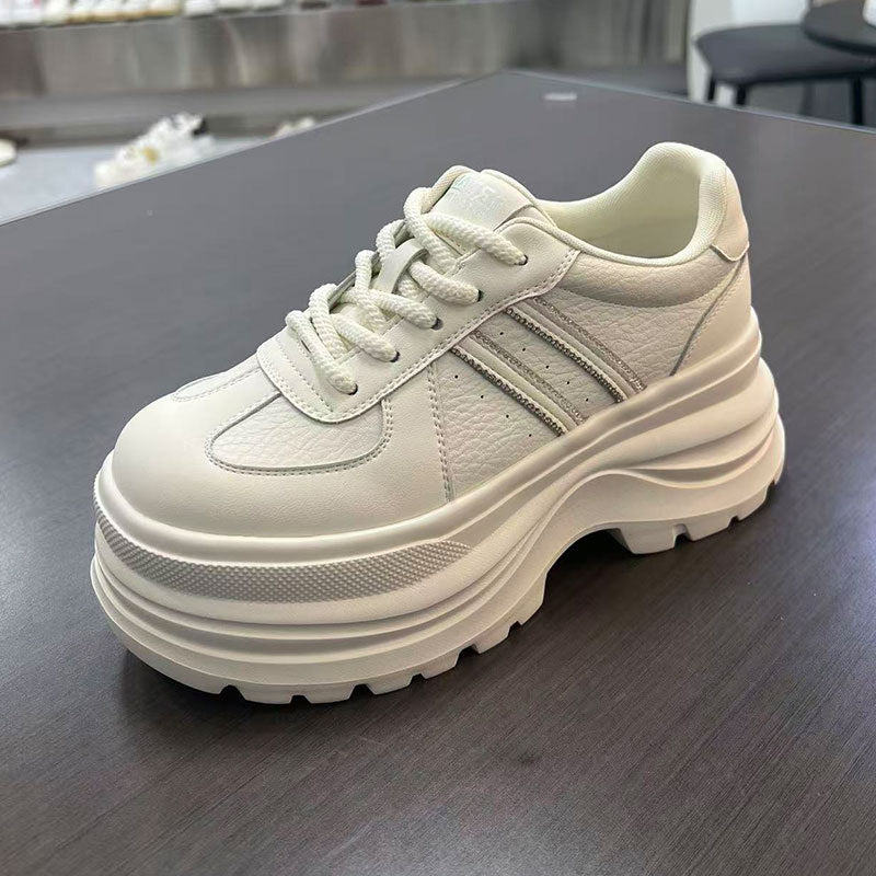 Versatile Heightened Easy Wear Thick Sole White Thin Women's Casual Shoes