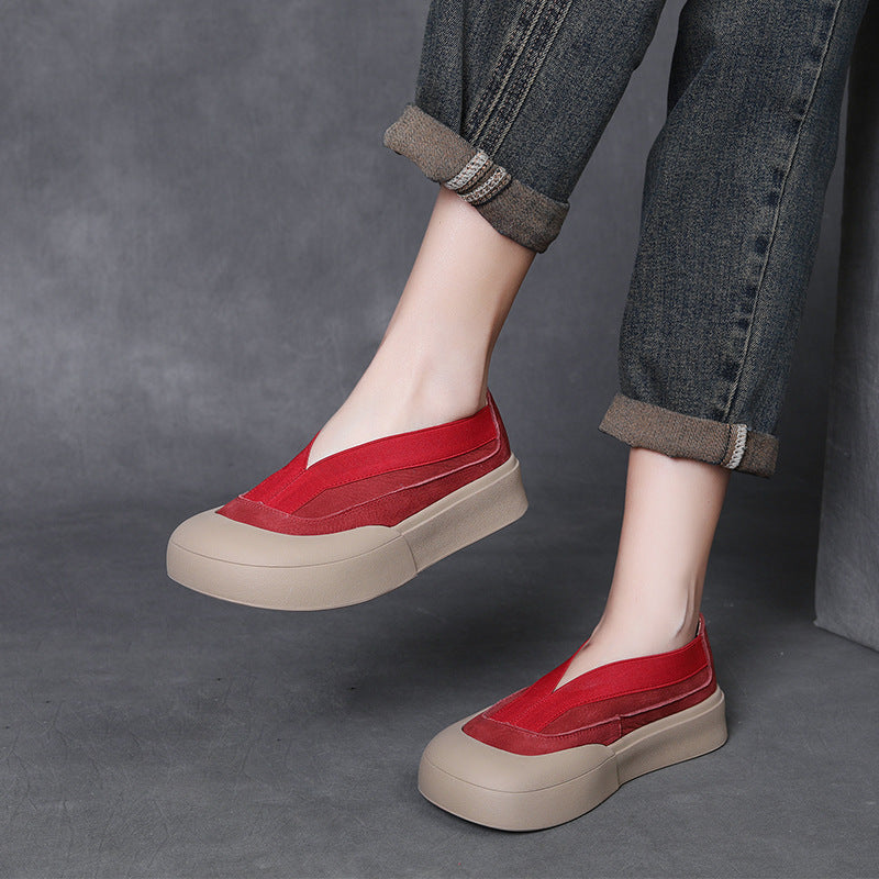 Women's Layer Cowhide Vintage Low-cut Comfortable Soft Bottom Women's Casual Shoes