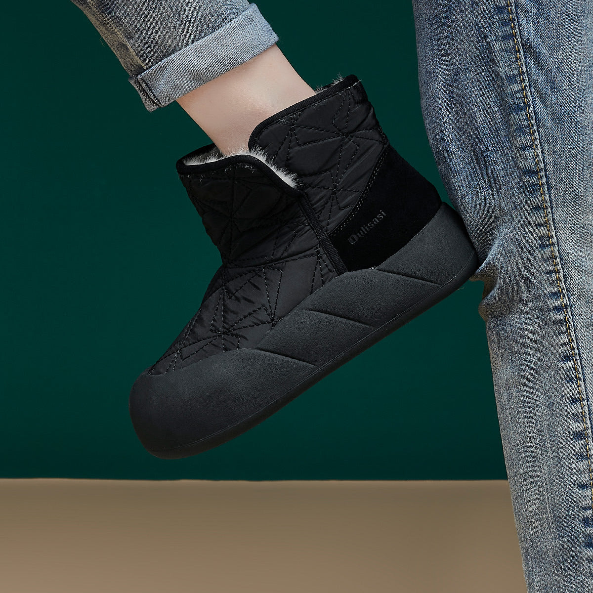 Women's Winter Fleece-lined Thickened Fluffy Cotton Fashion Snow Boots