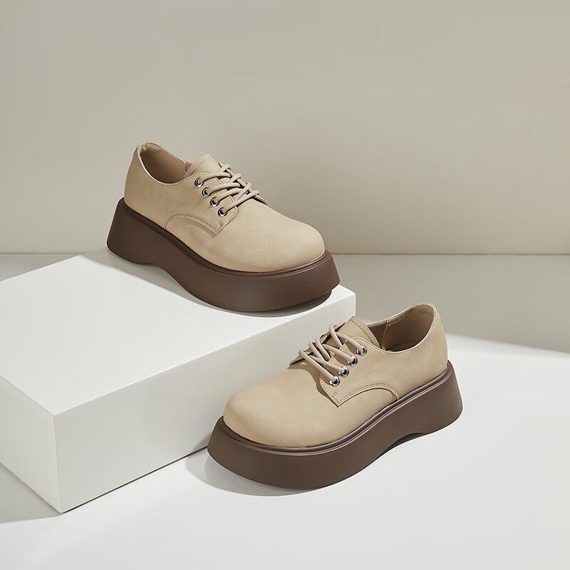 Women's Platform Female Heightened Single Layer Soft Versatile Not Tired Feet Loafers
