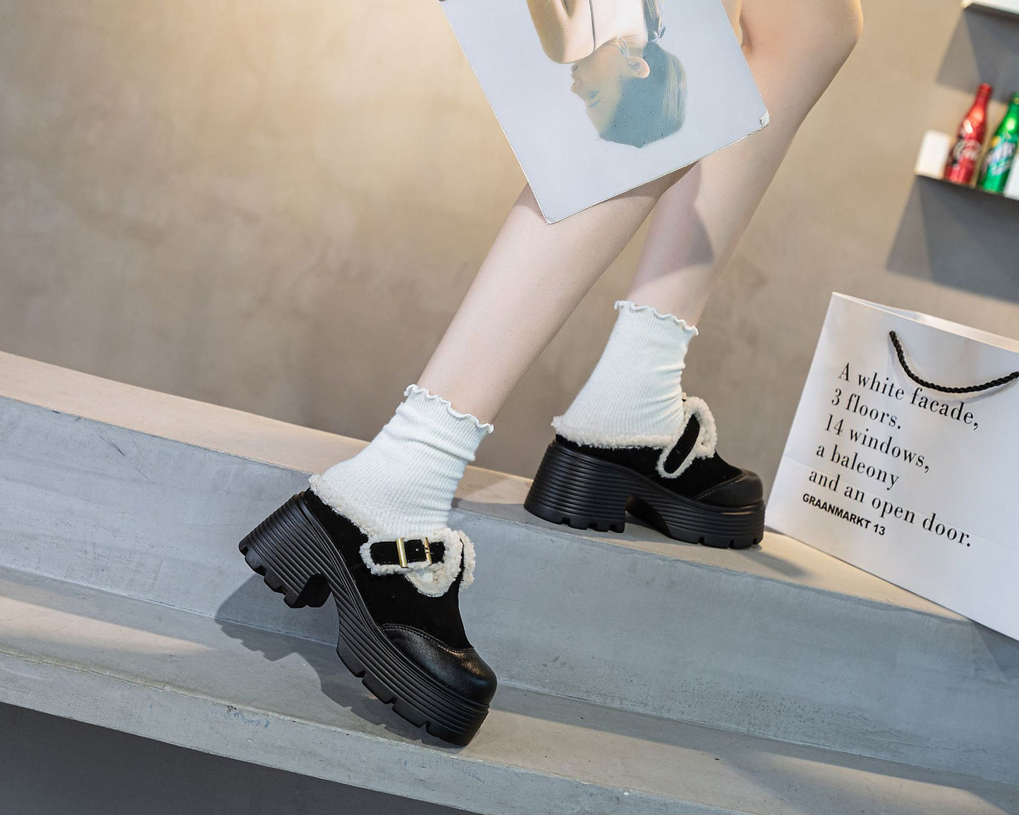 Cotton Thick Bottom Toe Cap Small Size Solid Color Casual Shoes