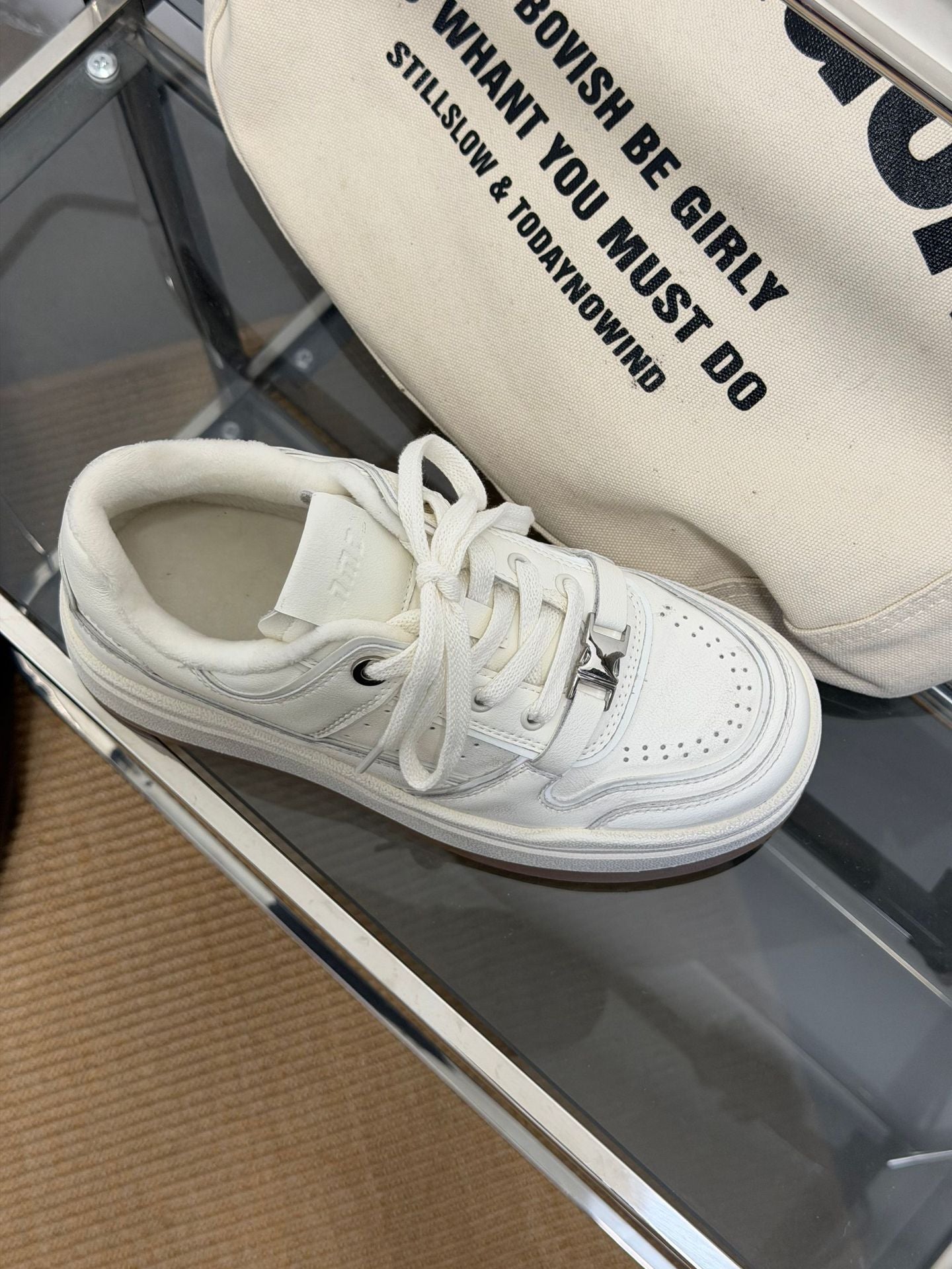 Women's Platform White Polished Retro Fashion Board Casual Shoes