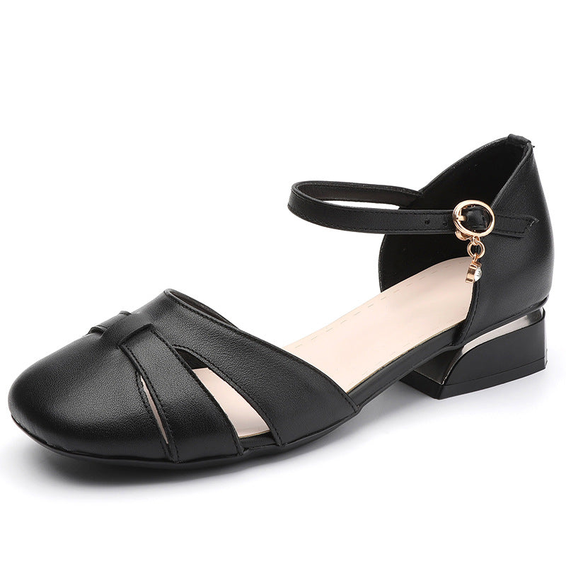 Women's Toe Female Lady Weaving Hollow Buckle Sandals