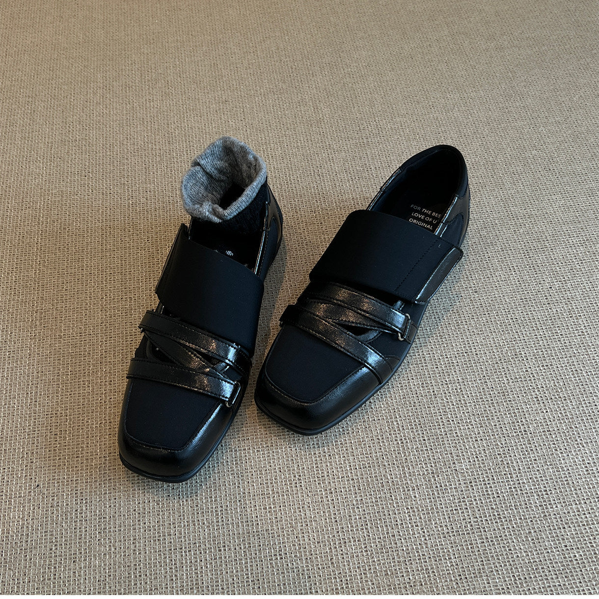 Version Mechanical Style Square Head Velcro Mary Jane Spring Flat Women's Fashion Shoes