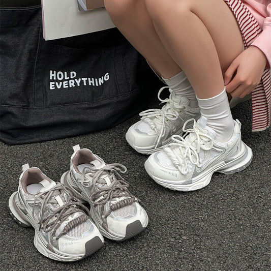 Women's Early Spring Thick Bottom White Clunky Mesh Breathable Women's Sports Shoes