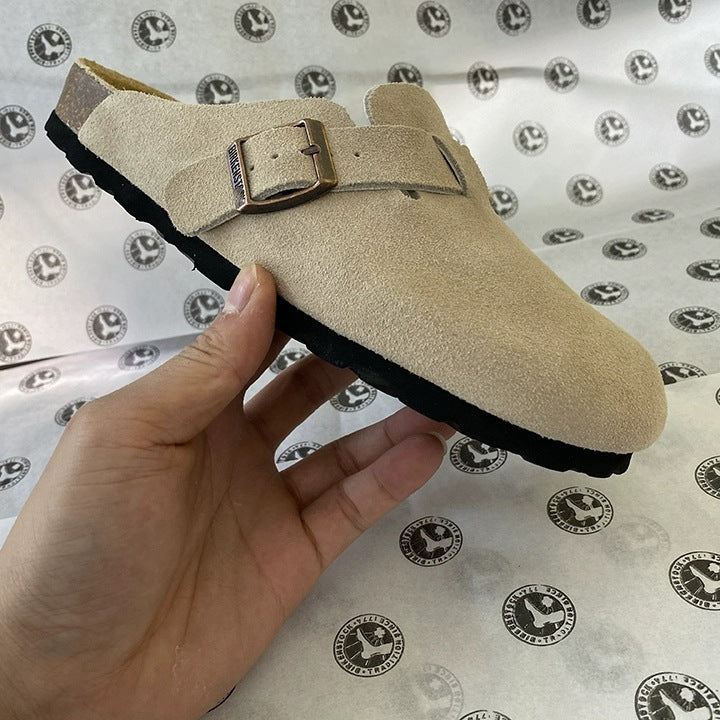 Women's & Men's Cowhide Fishing Genuine Cork Sole Toe Cap Platform Sandals