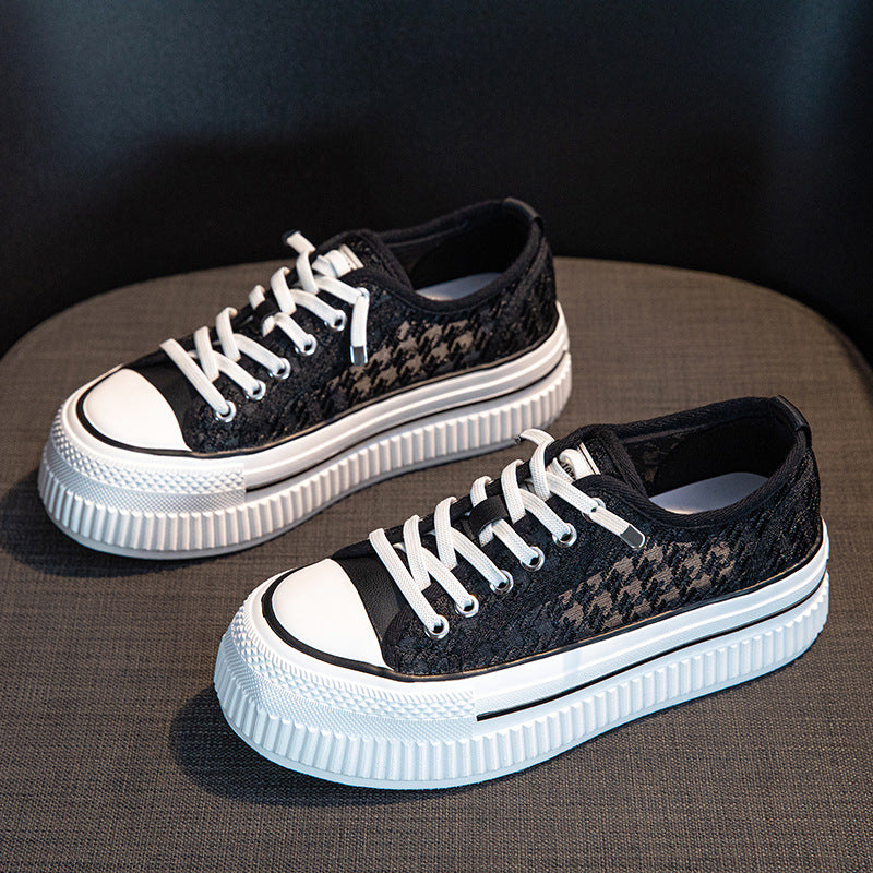 Women's Top White Lightweight Soft Sole Martin Versatile Hight Increasing Board Women's Shoes