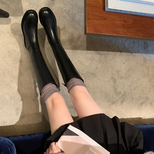 Women's Head Low Side Zipper Fleece-lined Fashion Boots