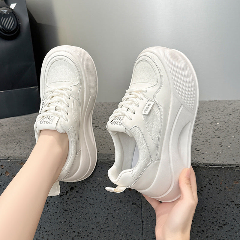 Women's Platform White Portable Small Fleece-lined Women's Board Shoes