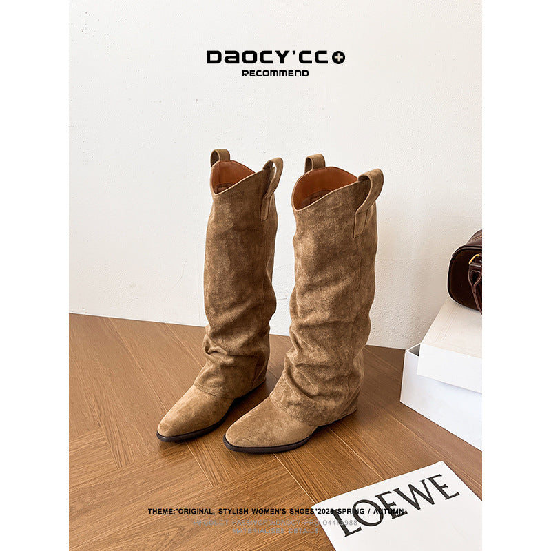 Women's Hot Chunky Pantyhose Below The Knee Women's Leather Boots