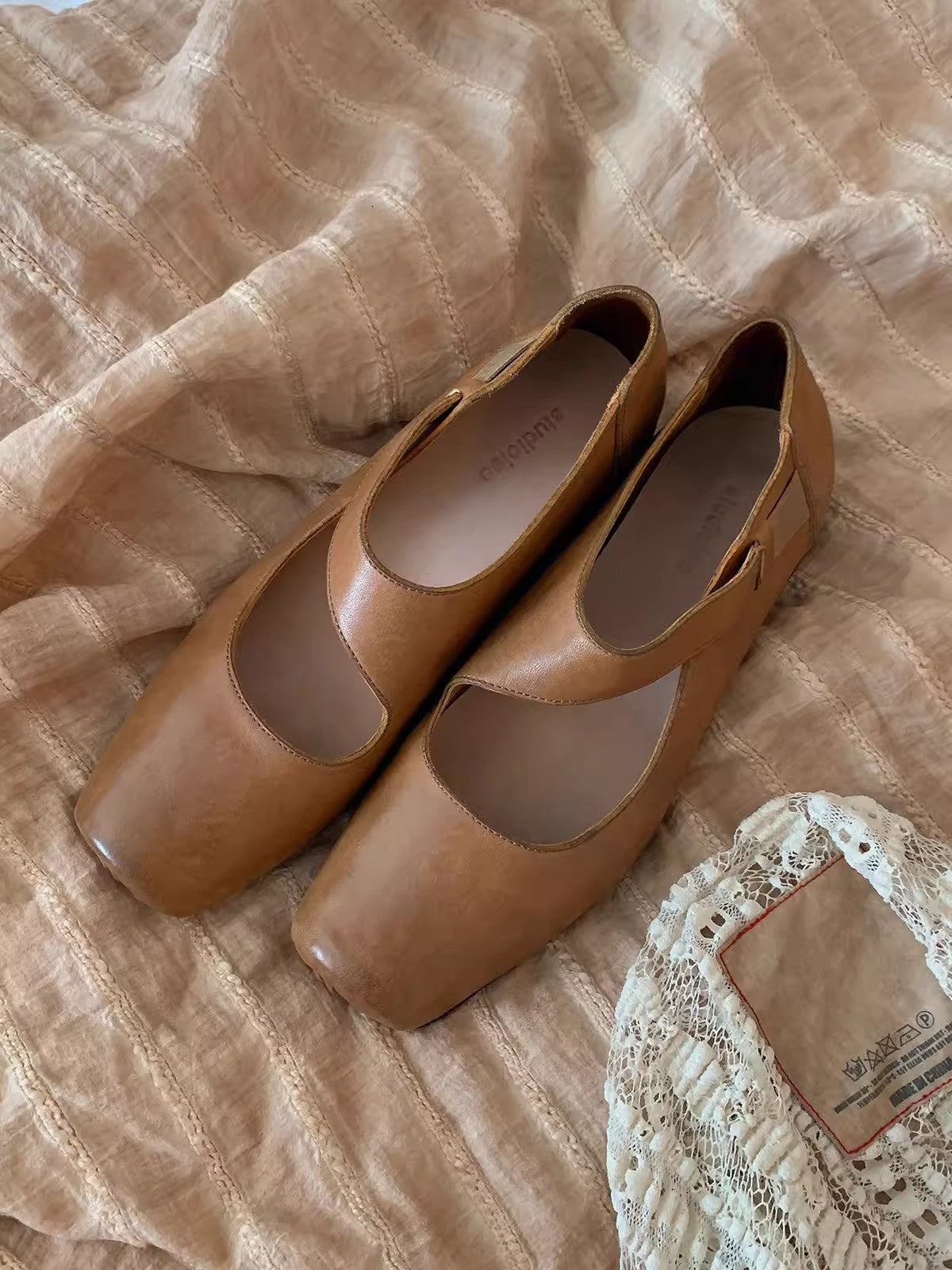 Women's Mom Washed Horse Vintage Distressed Square Women's Shoes