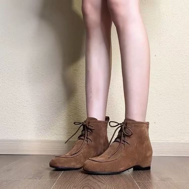 Women's Niche Fashionable Martin Retro Frosted Height Increasing Boots