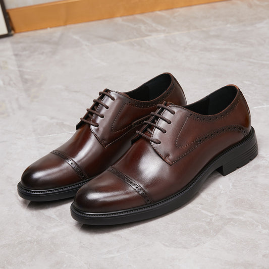 Men's Business Strap Authentic Low Professional Three Joint Leather Shoes