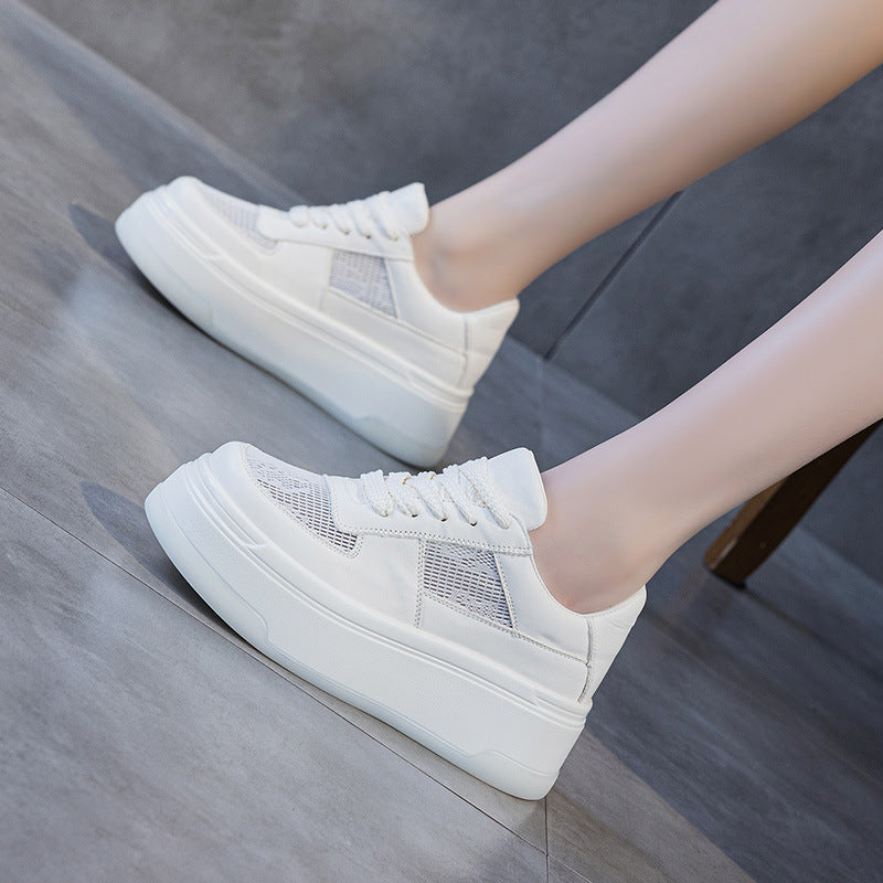 Women's Spring Full Grain Cow Platform Korean Style Casual Shoes