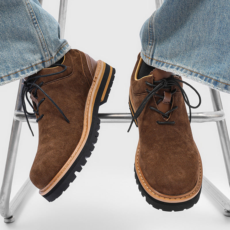 Men's Handsome High Sense Suede Commuter Derby Men's Casual Leather Shoes