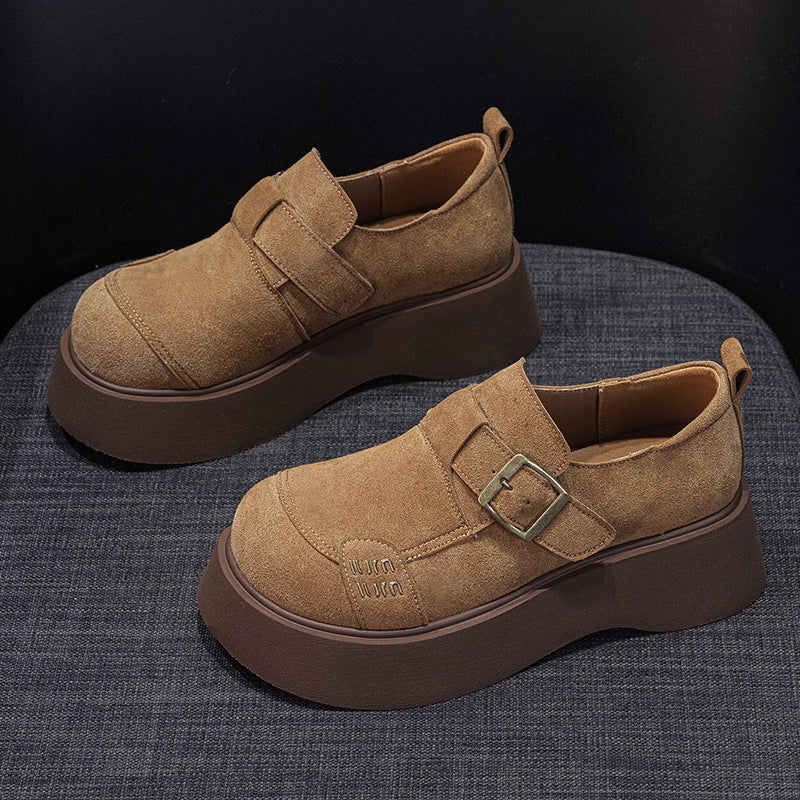 Women's Korean Thick Bottom Increased Big Head Slip-on Small Women's Casual Shoes