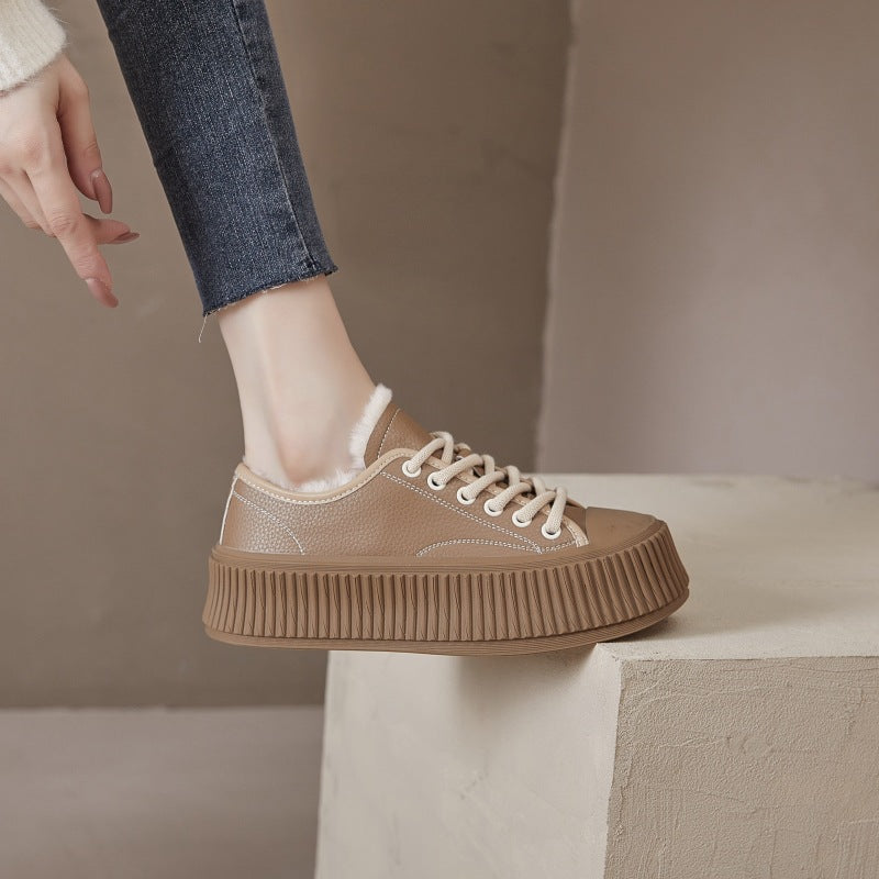 Women's Biscuit Shape Thick Bottom Fleece-lined Winter Casual Shoes