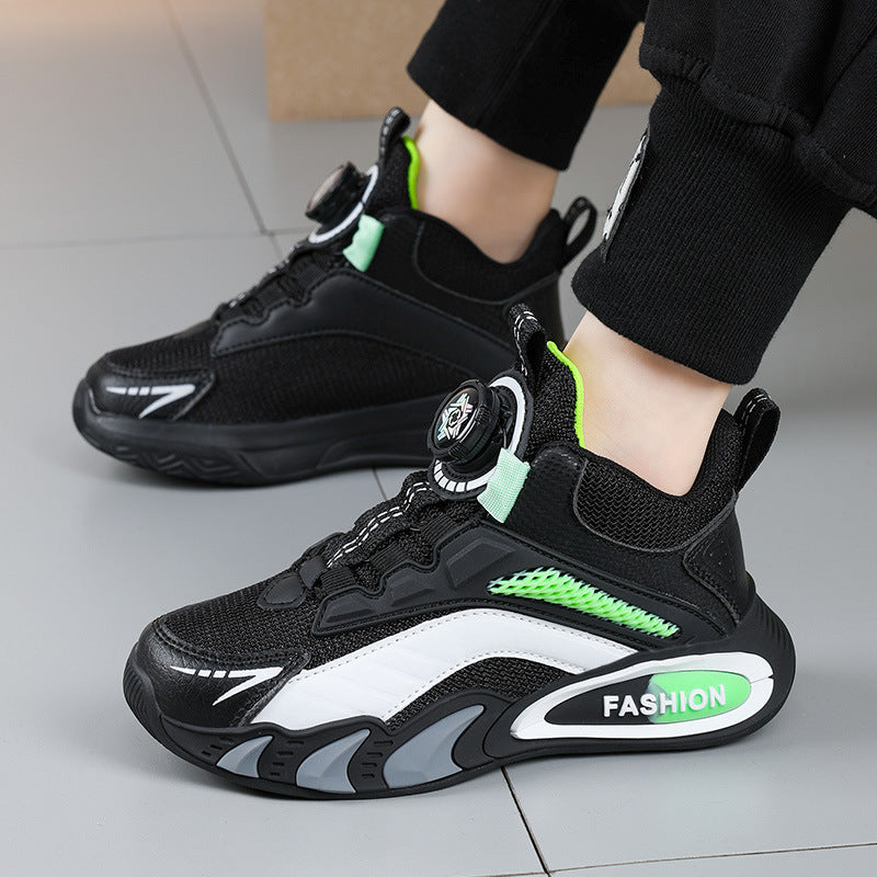 Lightweight Breathable Comfortable Fashion Rotating Buckle Boy's Mesh Kid's Sneakers