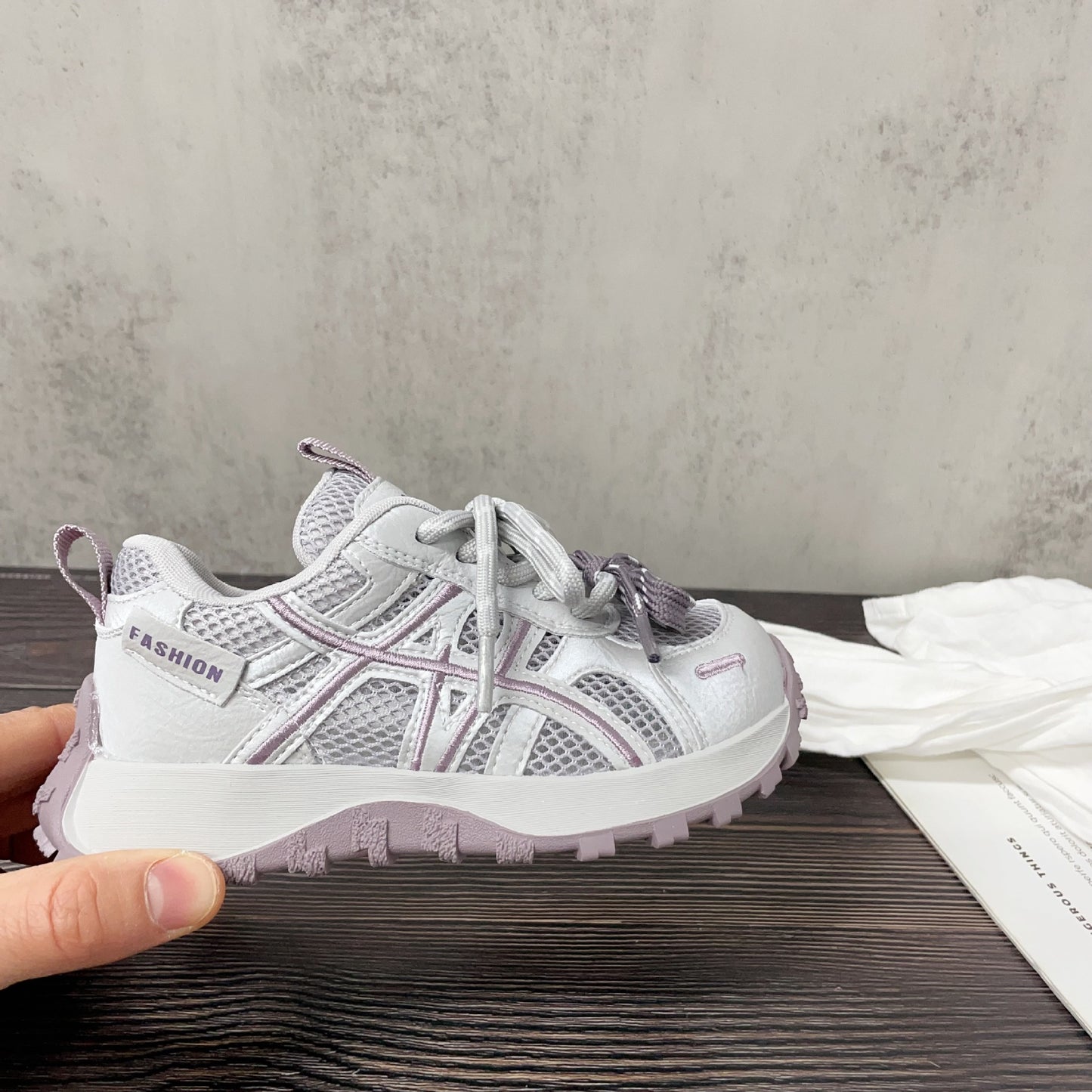 Rope Decorative Splicing Single Mesh Breathable Children's Sports Shoes