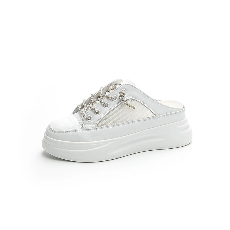 Women's Wear Closed Toe Half Summer Transparent Mesh Lightweight Slip-on Lofter Slippers