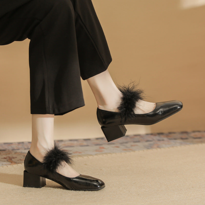 Sier High Female Square Toe Mary Jane Chunky Heels