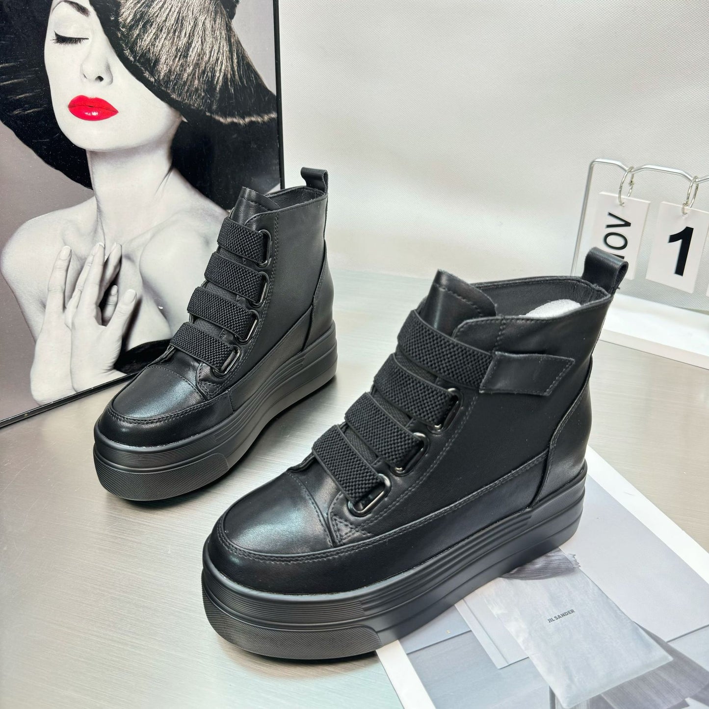 Women's Inner Height Increasing Black Small Tall Women's Shoes