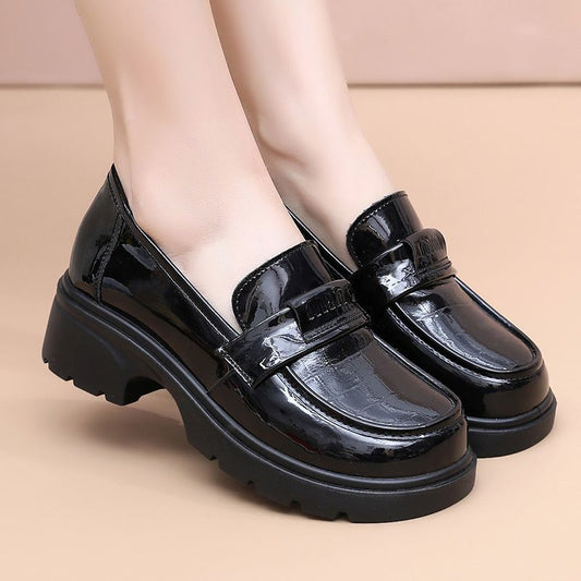 Platform Female Mom British Style Slip-on Pumps Soft Loafers