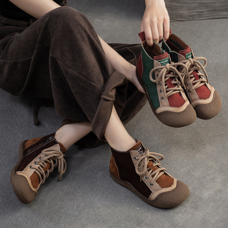 Women's Color Matching Top Layer Lightweight Single-layer Ankle Comfortable Fashion Women's Casual Shoes