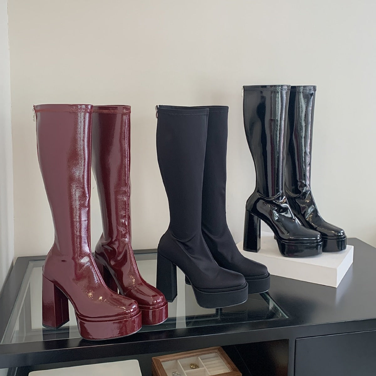 Below The Knee Female Autumn Hot Tall Women's Leather Boots