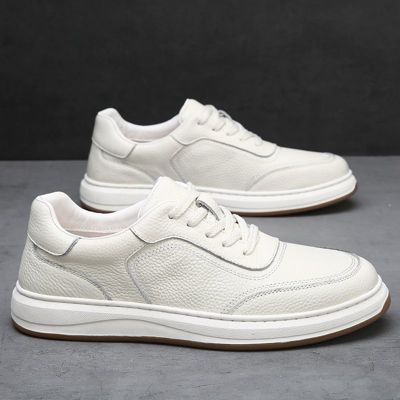 Men's White Mid Spring Lightweight Transparent Leather Shoes