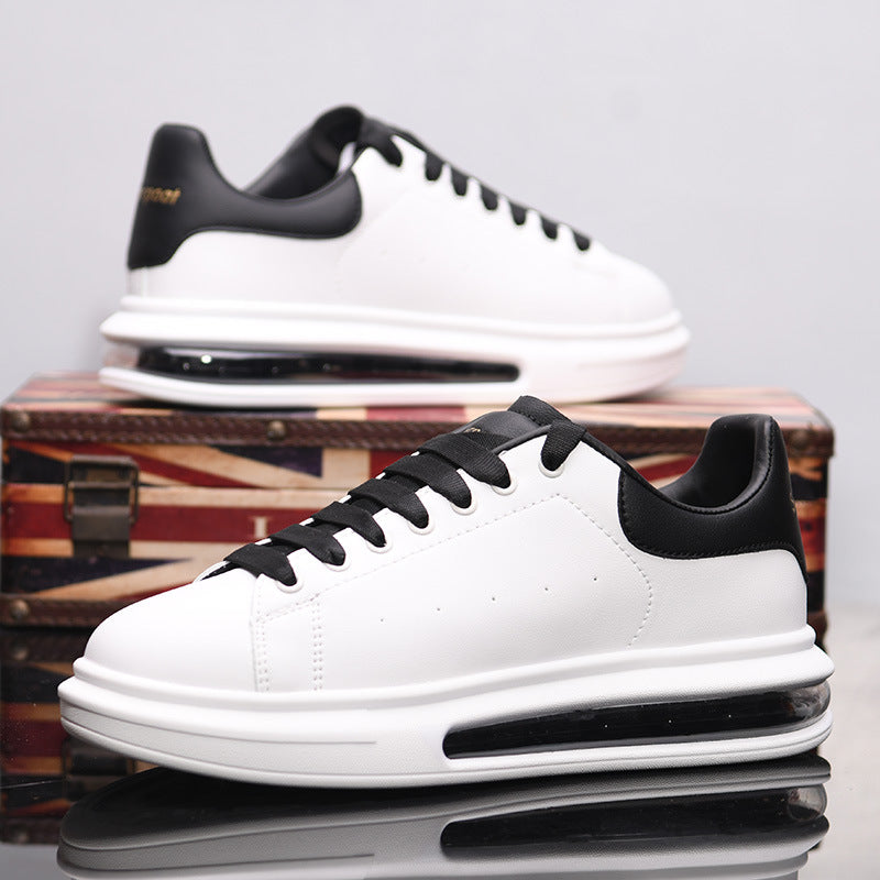 Men's White Height Increasing Genuine Fashion Breathable Sneakers