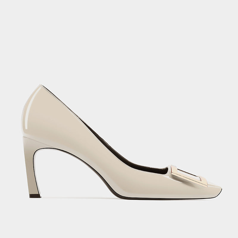 Square Buckle High Female Toe Business Temperament Stiletto Shallow Women's Casual Shoes