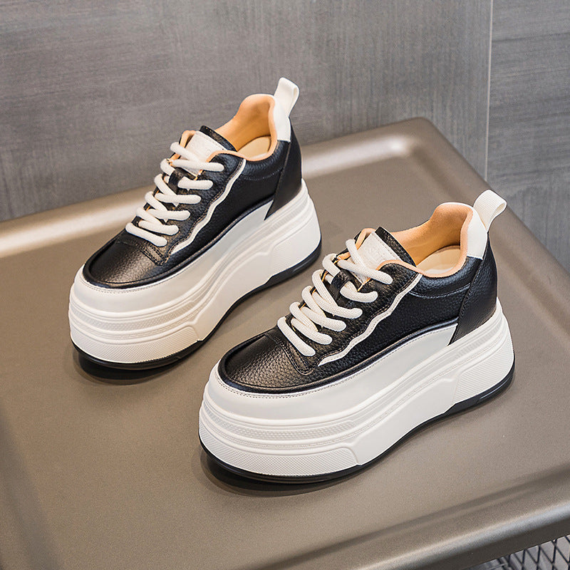 Women's Wedge White Muffin Platform Height Increasing Insole Small Pumps Women's Casual Shoes