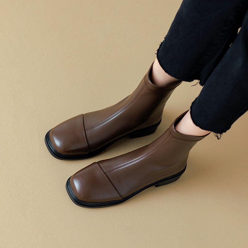 Women's Spring Flat Skinny Martin Black Korean Boots