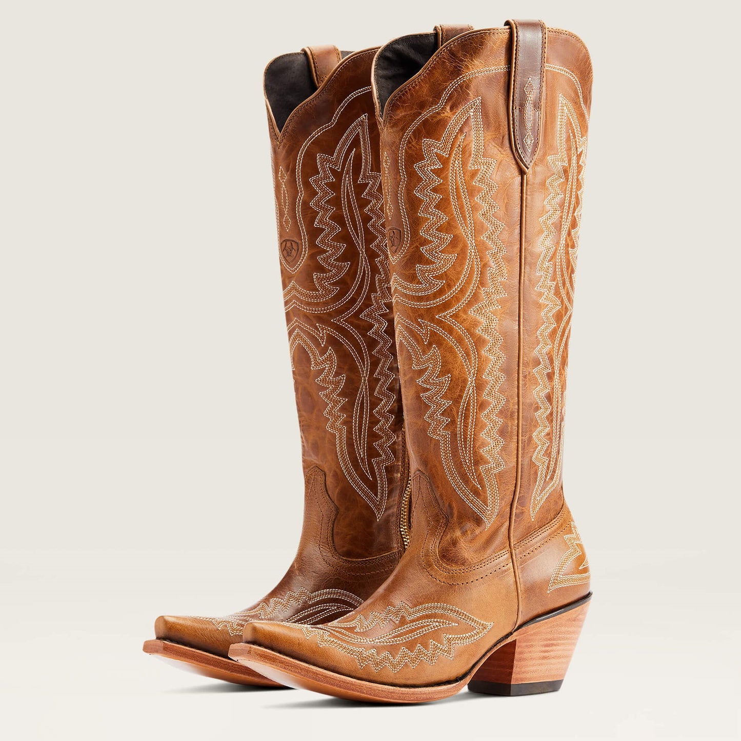 Toe Chunky High Tube Large Size Western Women's Leather Boots