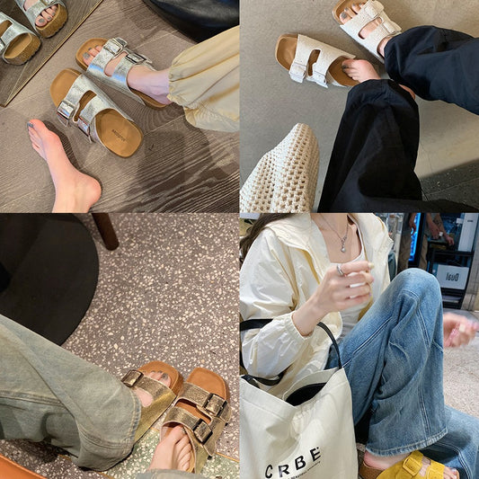 Women's Slip-on Lofter Double Breasted Beach Platform Slippers