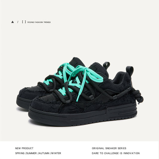 Women's & Men's Destruction Aesthetic Series Black Warrior Youth Fashion Sneakers