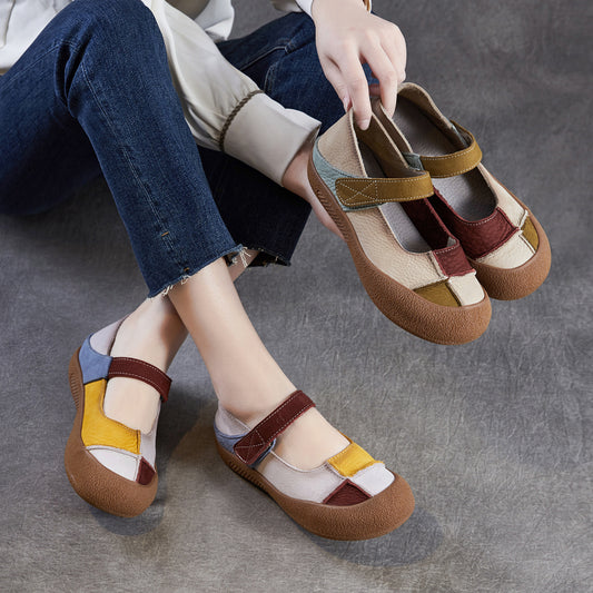 Women's Niche Color Matching Mary Jane Spring Flat Soft Bottom Women's Casual Shoes