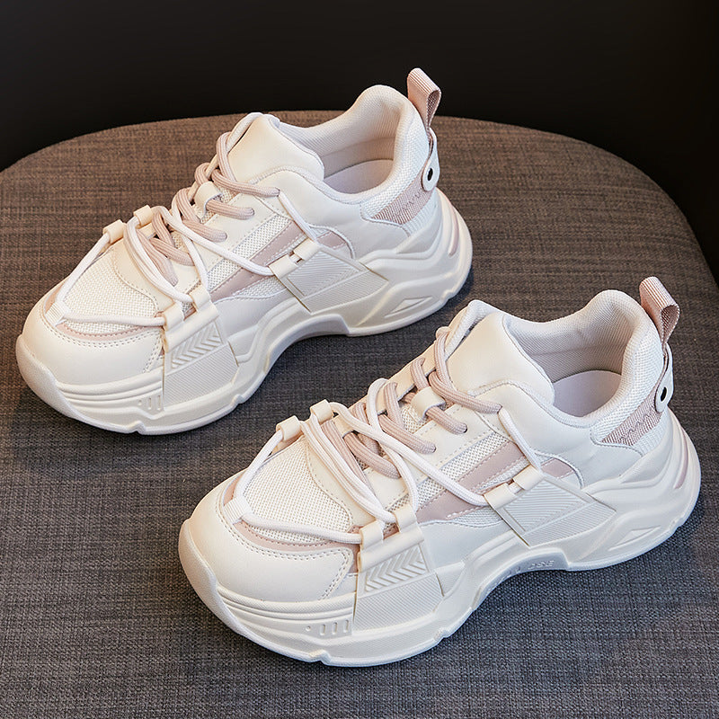 Women's Platform Dad Height Increasing White Leisure Casual Shoes