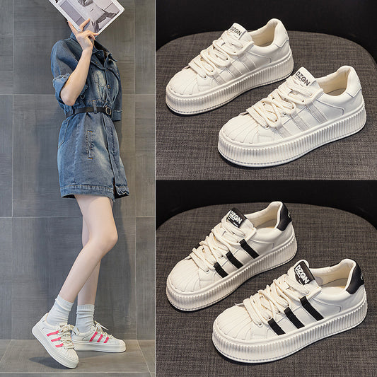 Women's White Comfortable Platform Sports Biscuit Shape Women's Casual Shoes