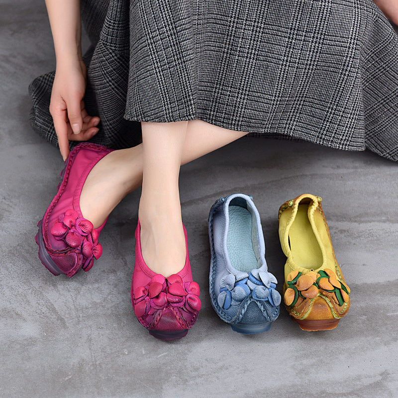 Women's Comfortable Maternity Genuine Soft Bottom Shallow Mouth Handmade Men's Shoes