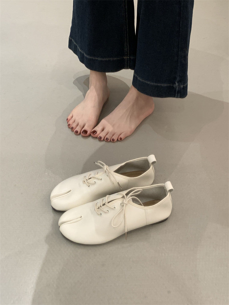 Women's Round Toe Trotter Split Flats Spring Minimalist Women's Fashion Shoes