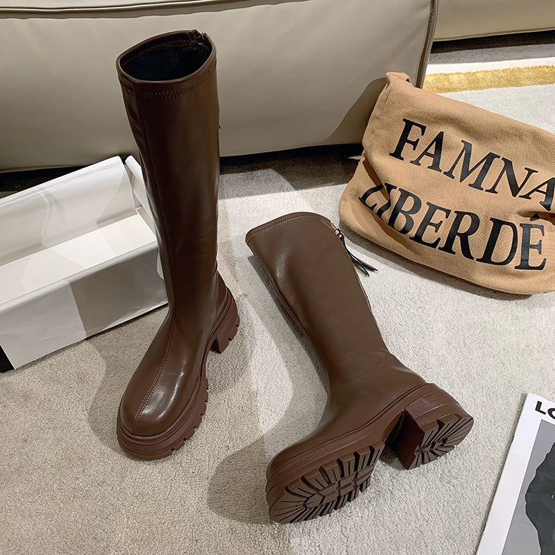 Women's Thick Bottom High Leg Small Below The Knee Boots