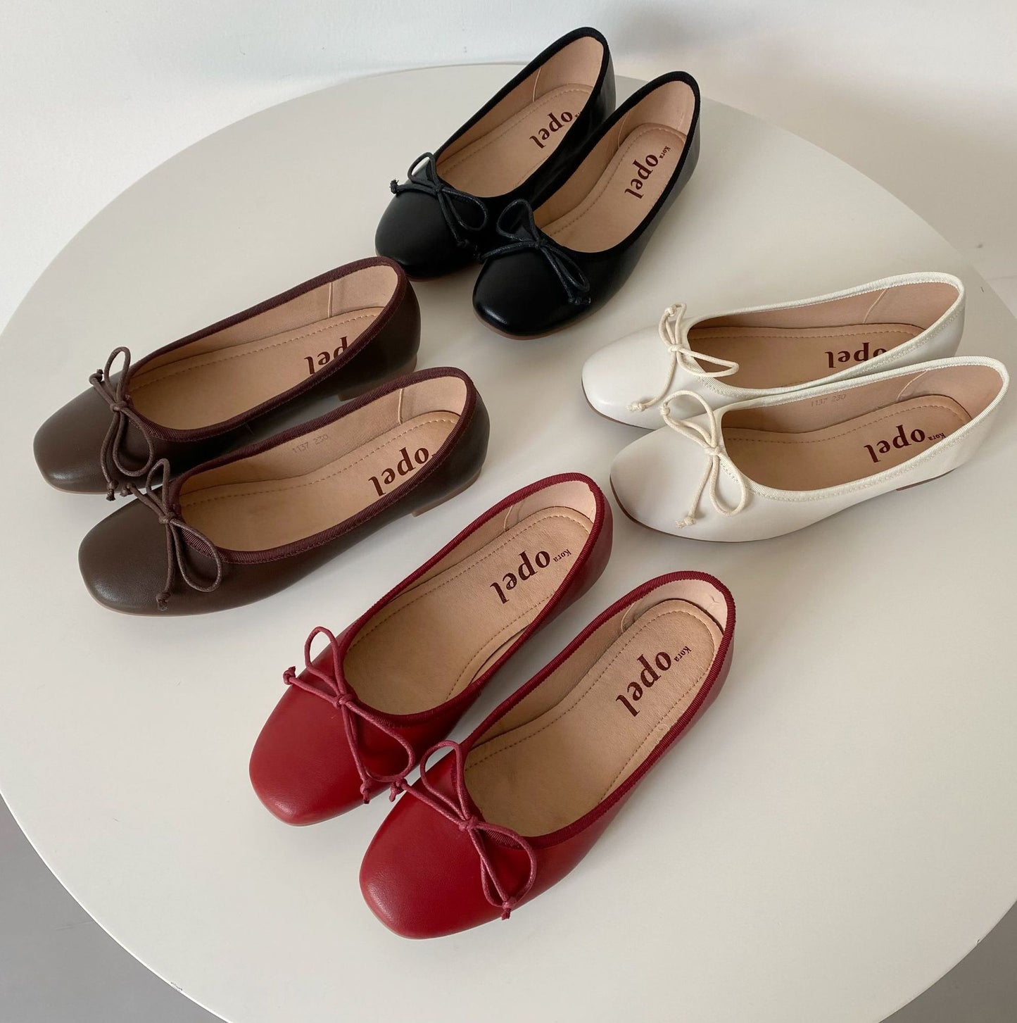 Women's Spring Bowknot Ballet Genuine Pumps First Layer Cowhide Red Women's Casual Shoes