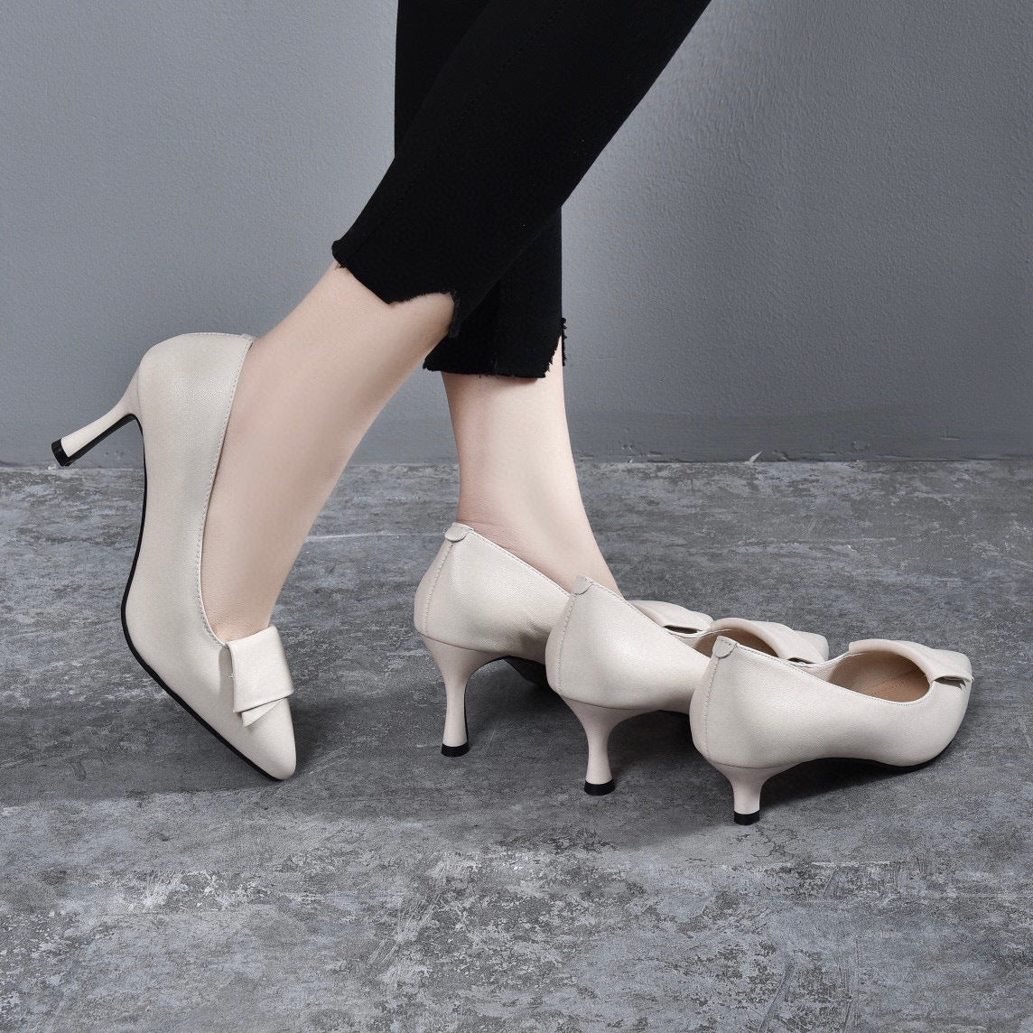 Women's Early Spring Elegant First Layer Cowhide Pumps Skinny Men's Shoes