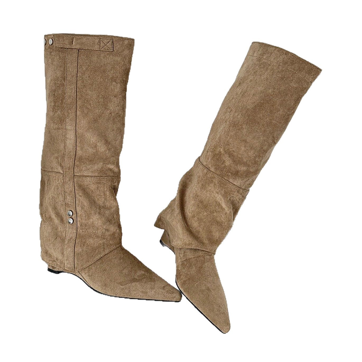 Pointed Toe Suede Long Pants Slim Women's Leather Boots